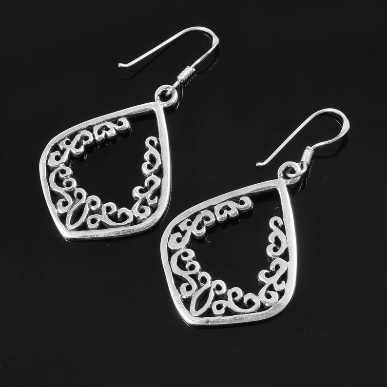 925 Sterling Silver Earrings With Tiger Eye Stone Small Fancy Danglers