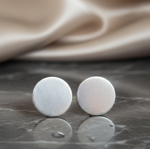 Minimalist Round Earrings, Matt Finish