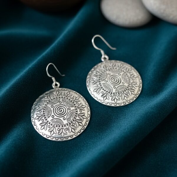 Aesthetic Mandala Silver Earrings