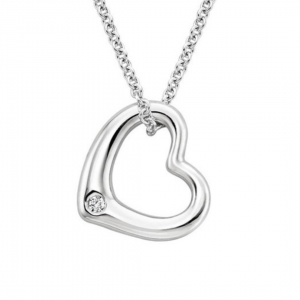 Single CZ bold heart necklace