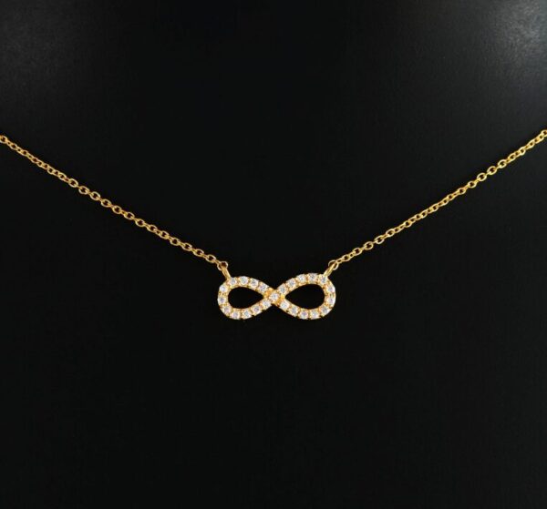 Gold Finish Infinity Necklace in Sterling Silver