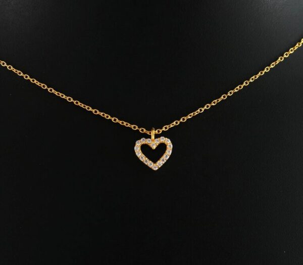 Gold Finish Heart Necklace in Sterling Silver