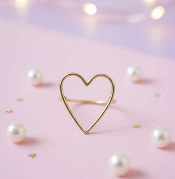 Gold Finish Large Heart Ring in Sterling Silver 925