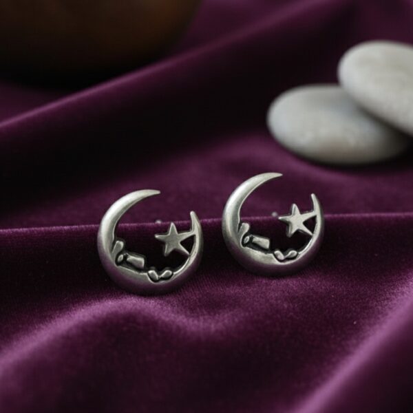Moon and Stars Silver Earrings