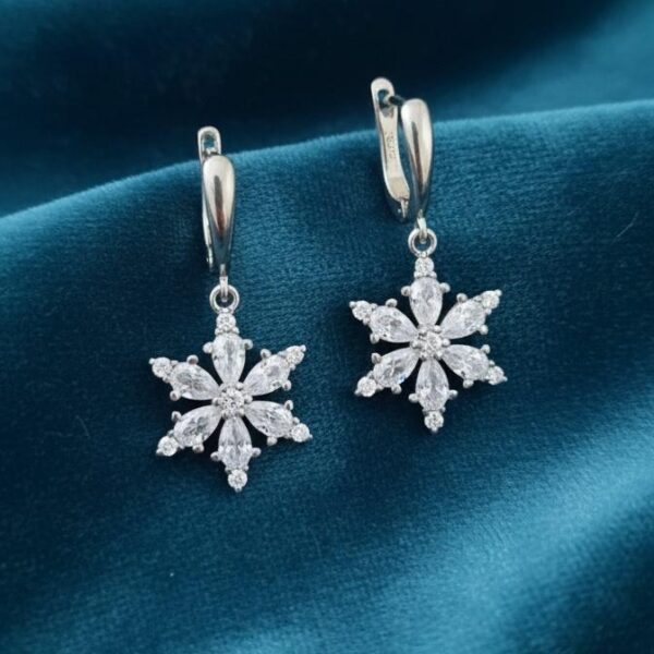 Snowflake White Dangle Earrings