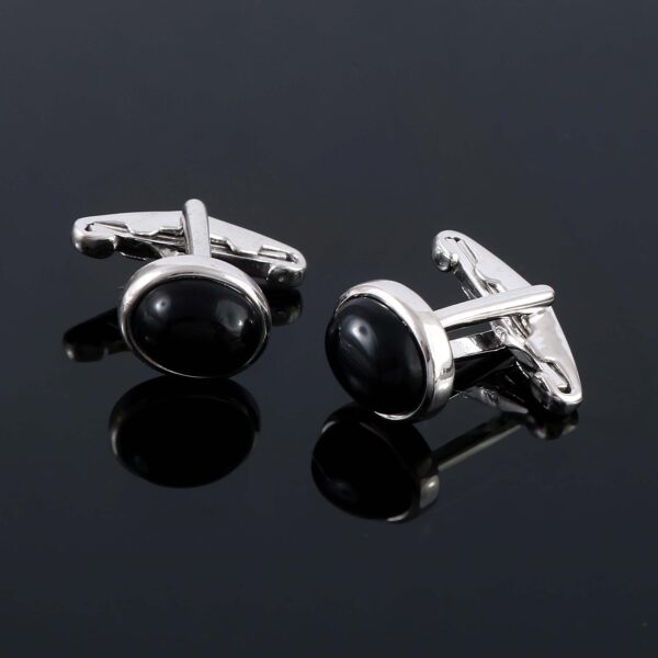 Black Onyx Cuff links in Sterling Silver 925 for Him