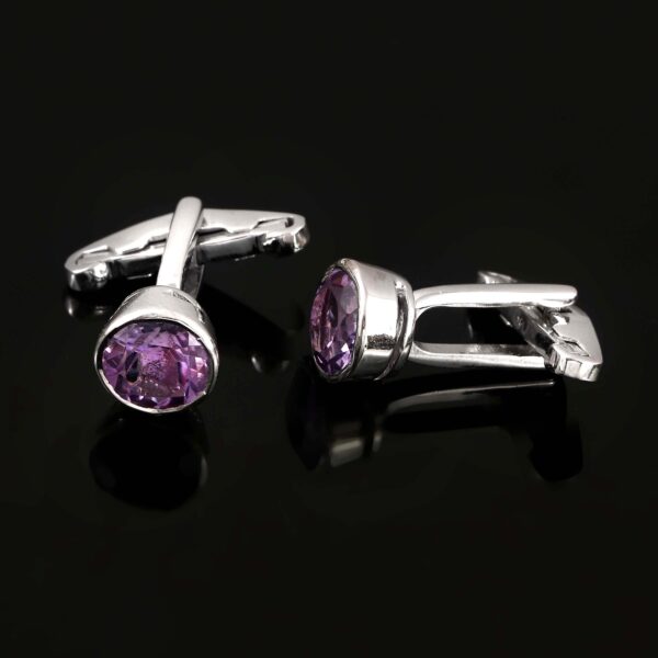 Amethyst Cuff links in Sterling Silver 925 for Him