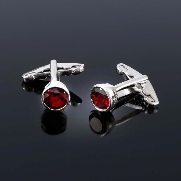 Garnet Cuff links in Sterling Silver 925 for Him