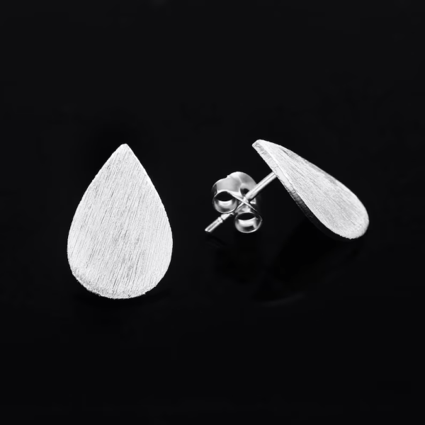 Minimalist Teardrop Earrings, Matt Finish
