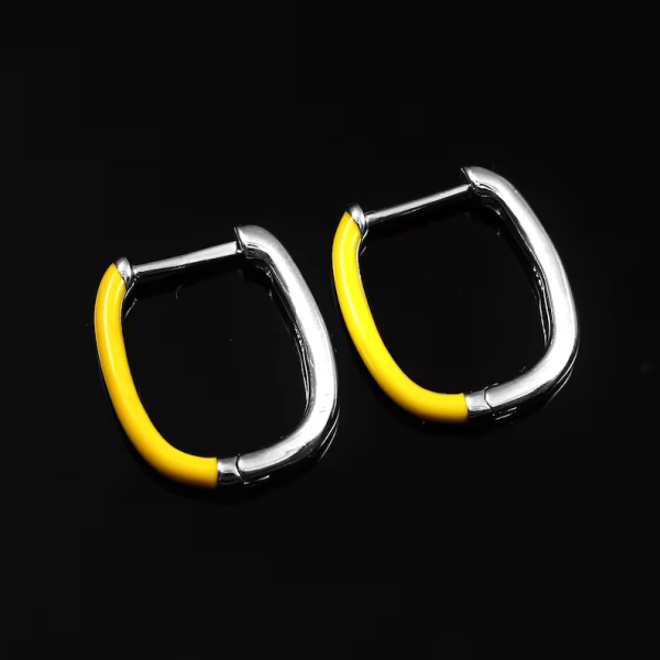 Yellow Huggie Hoops for her Christmas Gift Mom Silver Hoop Earrings Lightweight and Trendy
