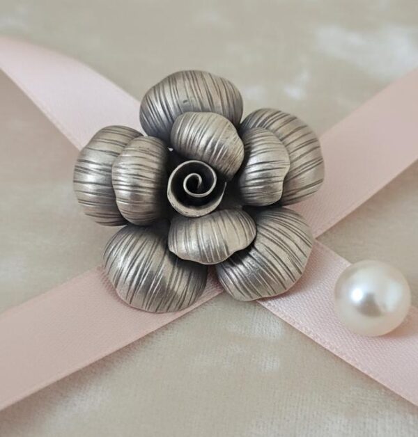 Handmade Textured Rose Brooch Cum Pendant