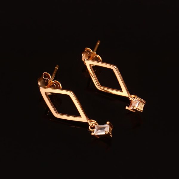 Triangle Rose Gold Plated CZ Earrings