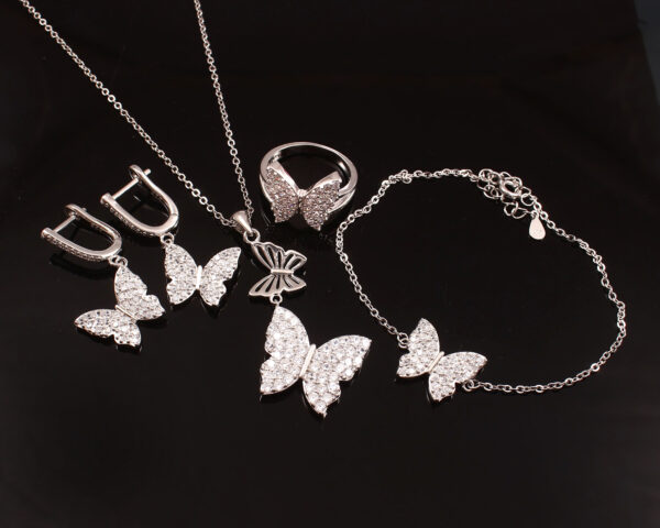Butterfly Jewelry Set, Necklace Earrings Ring and Bracelet Set