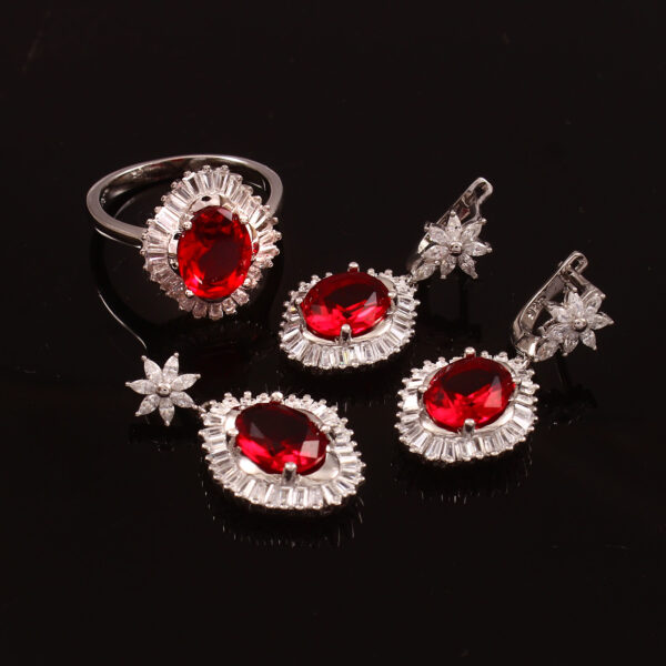 Red Jewelry Set, Pendant Ring and Earrings Set