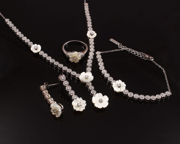 Wedding Jewelry Set Necklace Ring Bracelet and Earrings Set