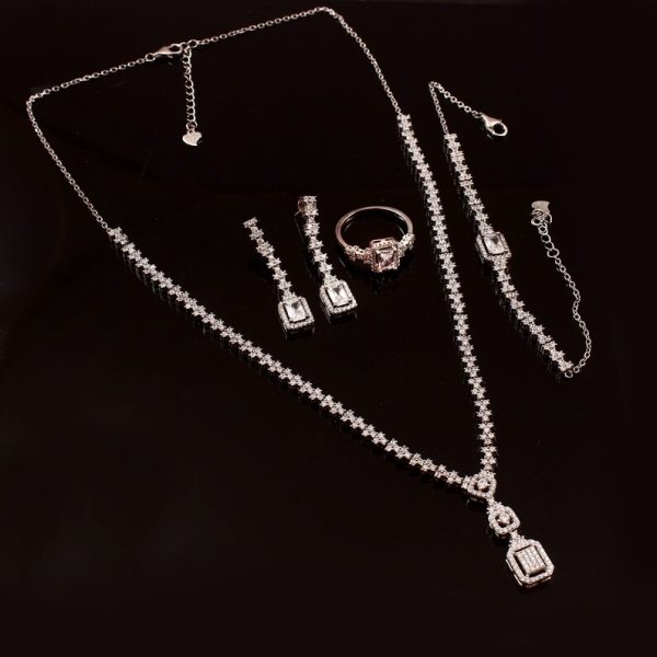 Wedding Jewelry Set Necklace Ring Bracelet and Earrings Set