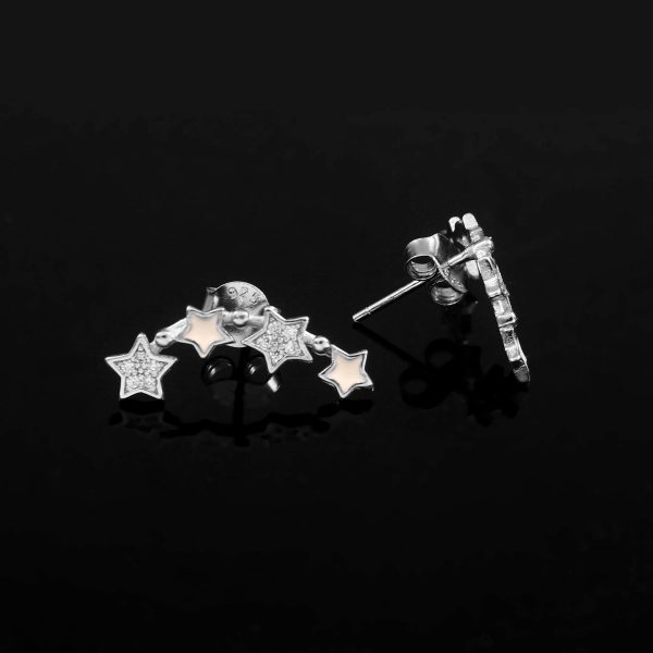 Stars Enamel Baby Earrings in Sterling Silver 925