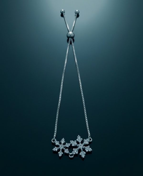 Frozen Snowflake Charm CZ  Bracelet in Sterling Silver 925, Perfect Gift For Women