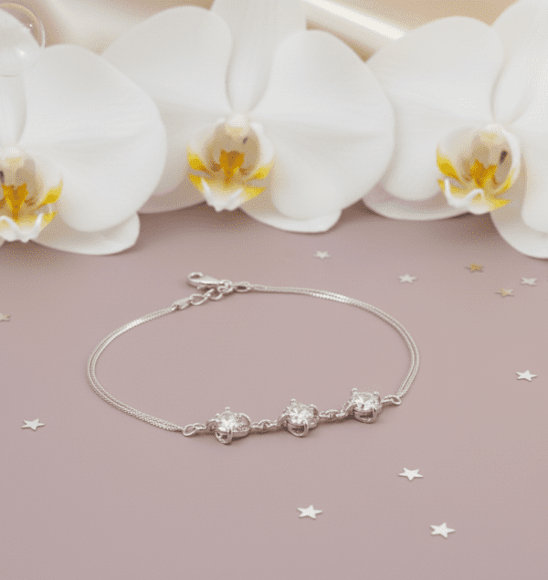 Elegant Dainty Charm CZ  Bracelet in Sterling Silver 925, Perfect Gift For Women