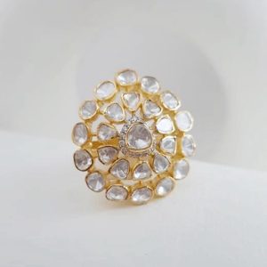 Traditional Rajwada Polki and moissanite Ring for Women