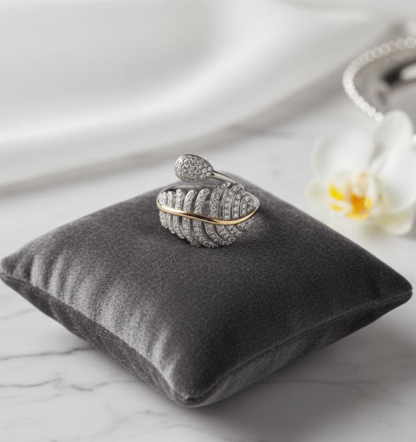 Feather Engagement Ring in Silver, Handmade in 925 Sterling Silver, Cocktail Ring