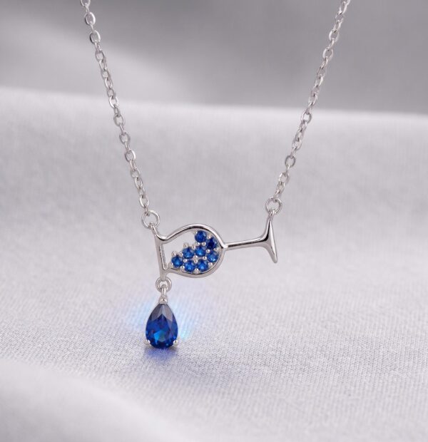 Silver Martini Glass Necklace for Women in Sterling Silver 925