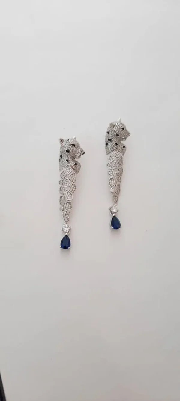 Sterling Silver Jaguar Earrings, Statement Earrings, Long Party Earrings