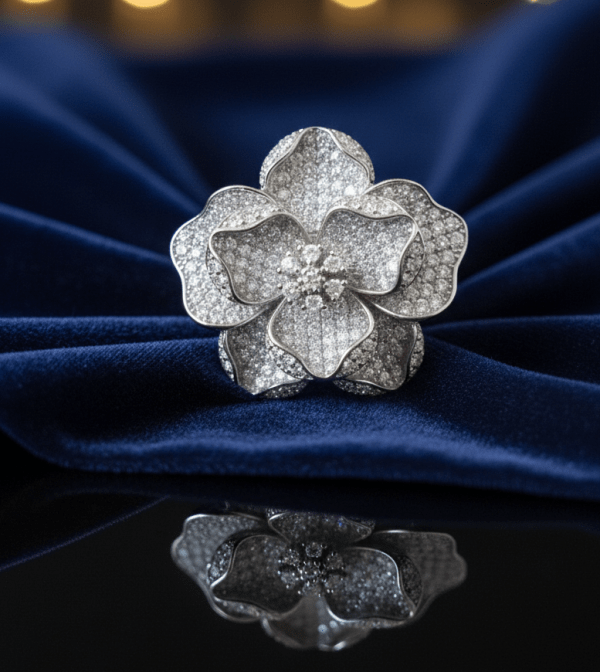 Floral Sterling Silver Engagement Ring