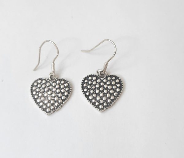 Heart Oxidized Dangles Earrings 