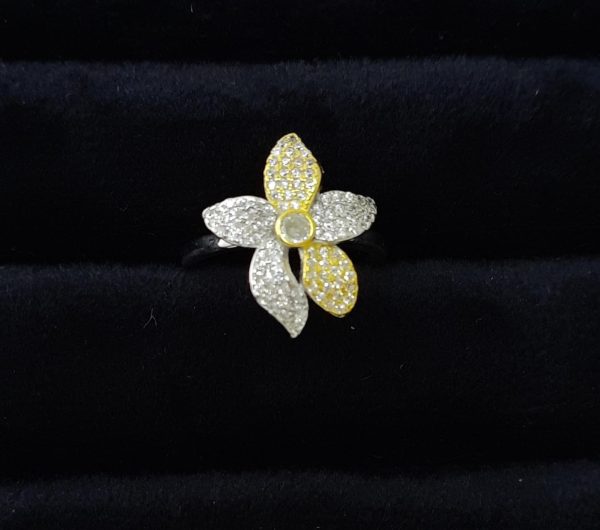 Yellow Floral Sterling Silver Engagement Ring