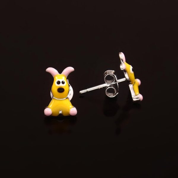 Dog Enamel Baby Earrings in Sterling Silver 925