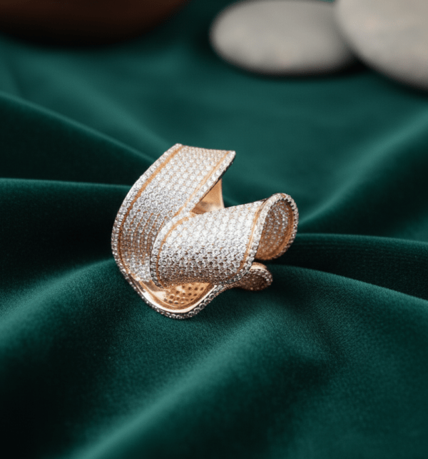 Rose Gold Asymmetric Sterling Silver Engagement Ring