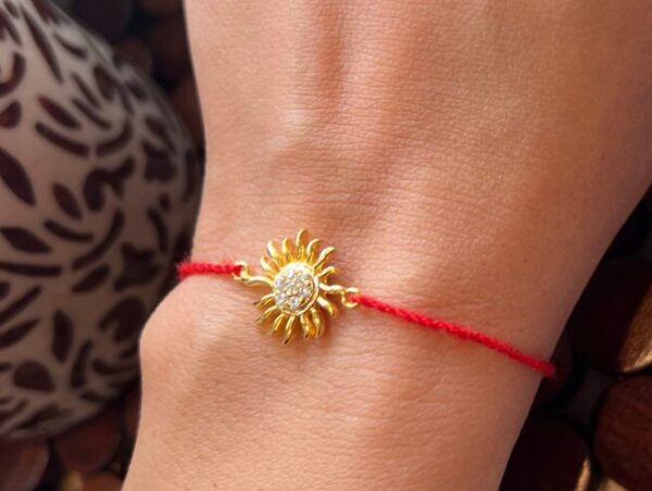 SUN  Silver Rakhi for Brother and Sister in law, Rakshabandhan, Traditional Bracelet, Moli Rakhi