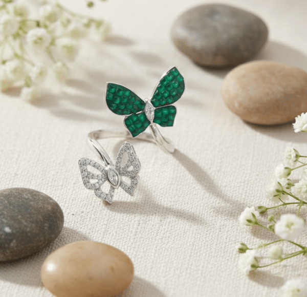 Green Butterfly Sterling Silver Statement Ring