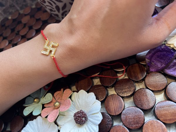 Gold Sathiya Silver Rakhi for Brother, Rakshabandhan, Traditional Moli Rakhi