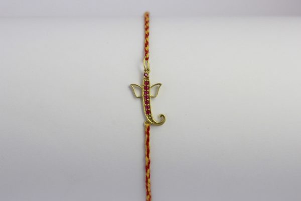 Gold Ganesha Silver Rakhi for Brother, Rakshabandhan, Traditional Moli Rakhi