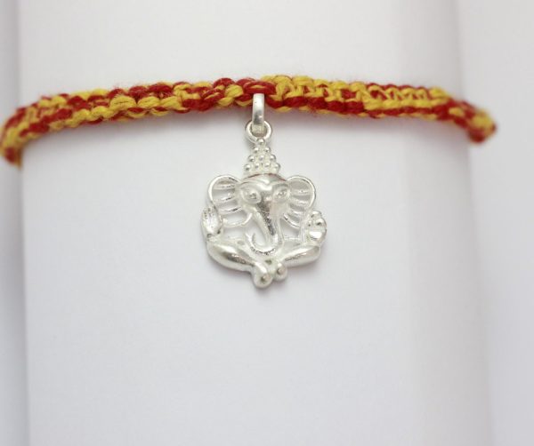 LADDU GANESHA Silver Rakhi for Brother and Sister in law, Rakshabandhan, Traditional Bracelet, Moli Rakhi
