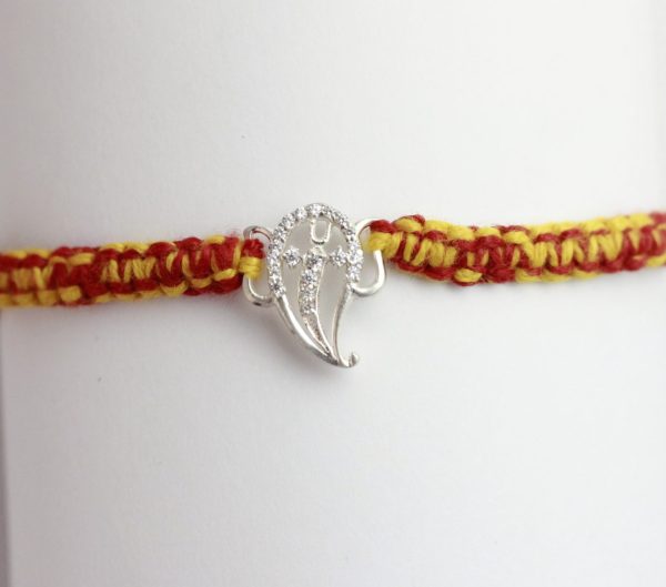 Cz Ganesha bracelet Silver Rakhi for Brother, Rakshabandhan, Traditional Moli Rakhi