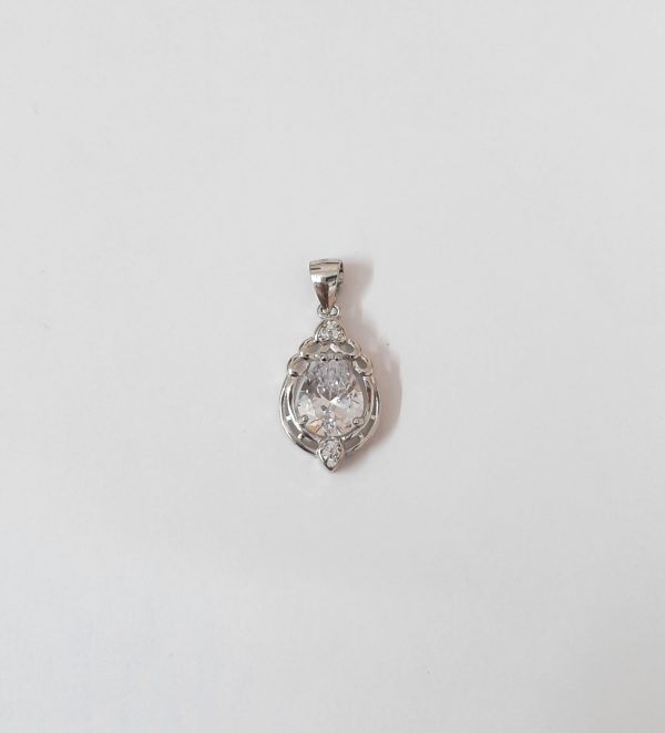 Art Deco Round Cut Sterling Silver Pendant