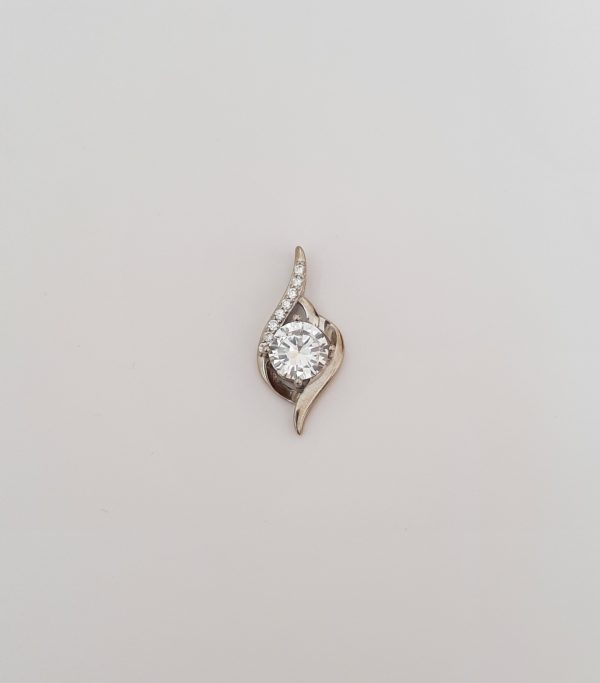 CZ Leaf Sterling Silver Pendant