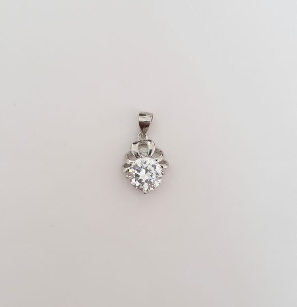 CZ Solitaire Sterling Silver Pendant