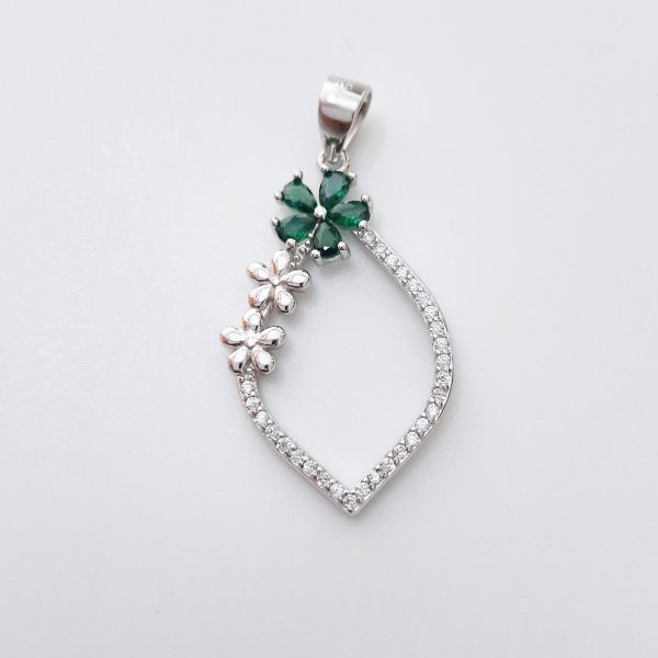 Green Floral Delight Sterling Silver Pendant