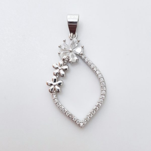 White Floral Delight Sterling Silver Pendant