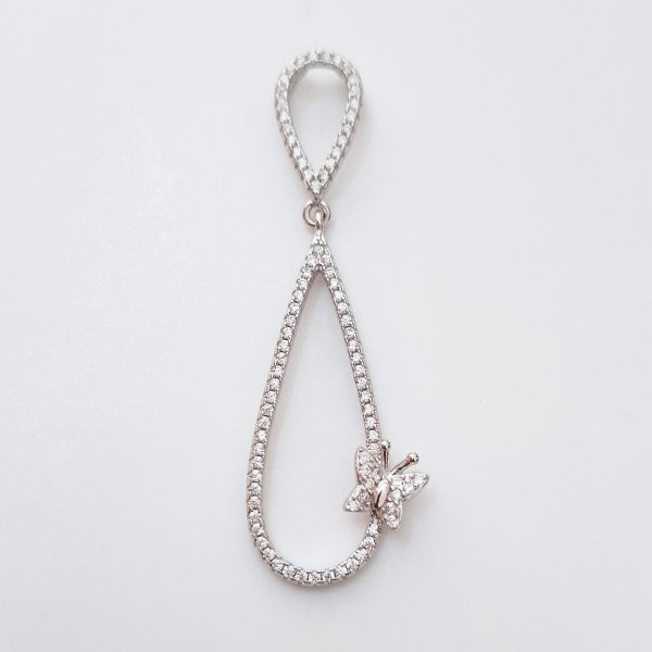 Butterfly Dewdrop Sterling Silver Pendant