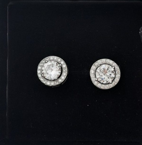 Circle CZ Diamond Stud Earrings