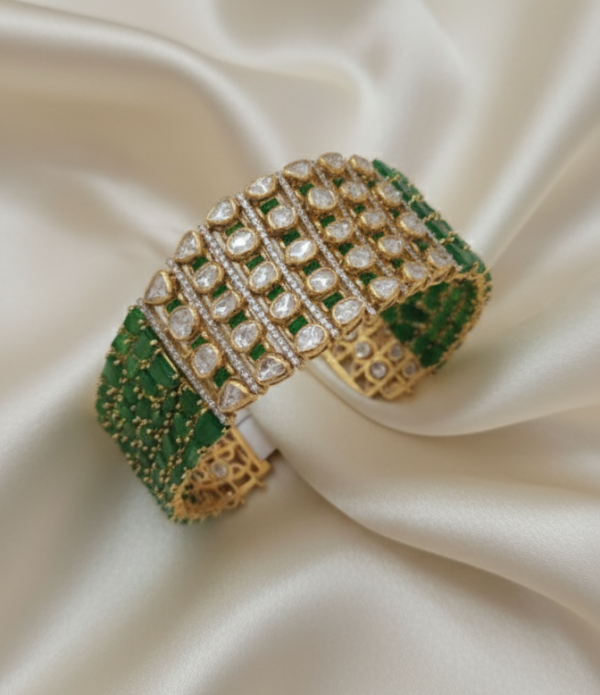 Traditional Silver Polki Rajwada Bracelet for women in sterling silver 925