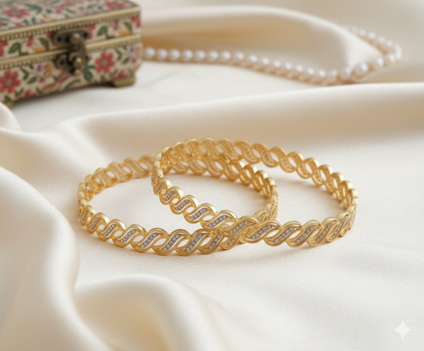 Traditional Silver Polki Rajwada Bangles for women in sterling silver 925