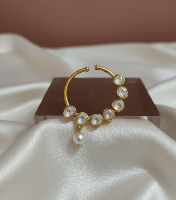  Polki Rajwada stunning Nosepin for women in Sterling Silver 925