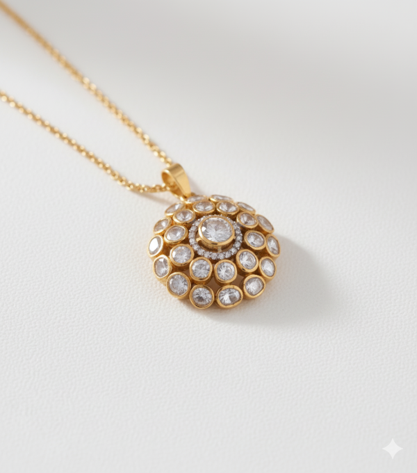 Round Traditional Rajwada Polki Pendant