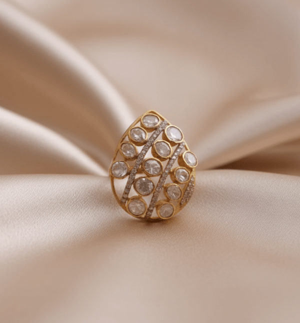 Tilak Shape Traditional Rajwada Polki Ring